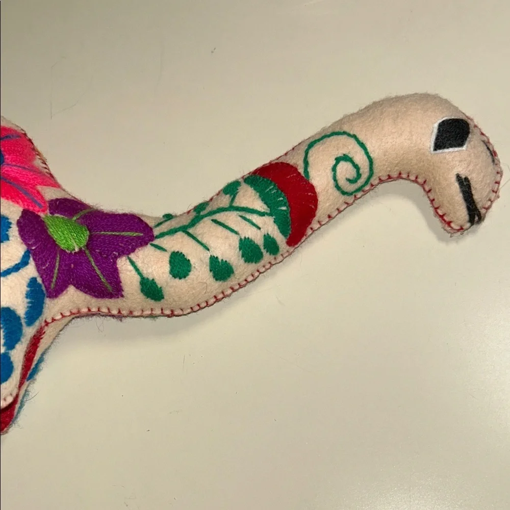 Mexican Handmade Unique Felt Floral Embroidered Dinosaur Brachiosaurus Plush